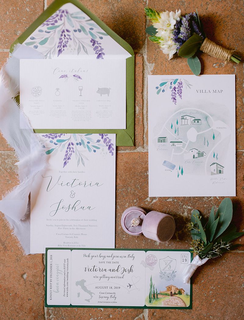 Wedding stationery for a celebration in Tuscany